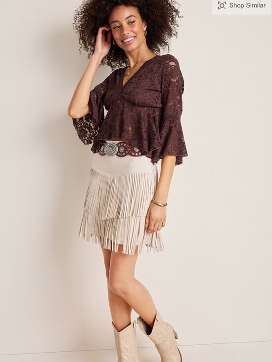 Alya Dresses & Skirts - Alya (Francesca's) Gina Fringe Side-Zip Western Cowgirl Mini Skirt | Size M
